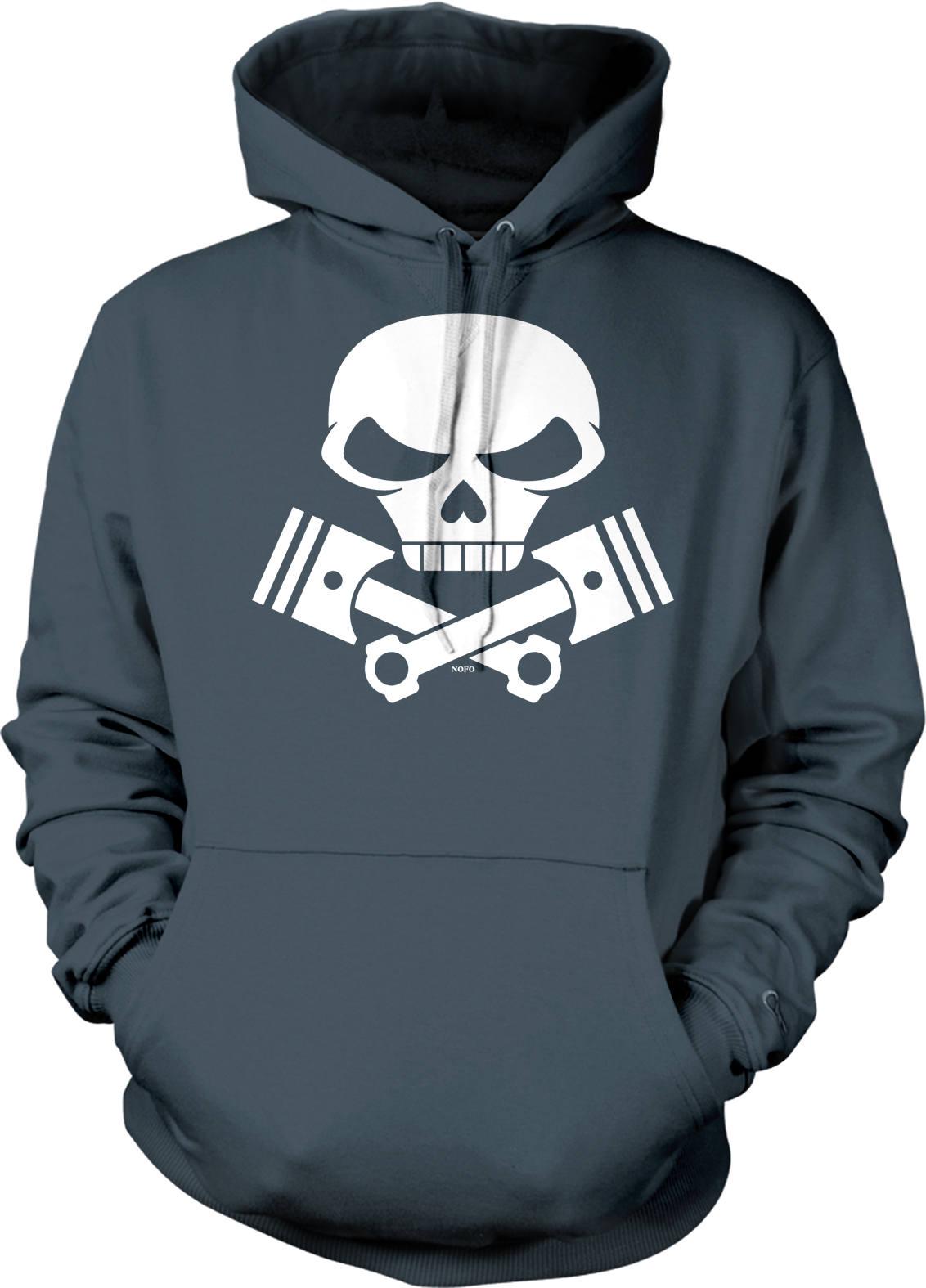 Motorcycle Engine Hoodie - Skull and Pistons Sweatshirt With Durable Cotton Blend