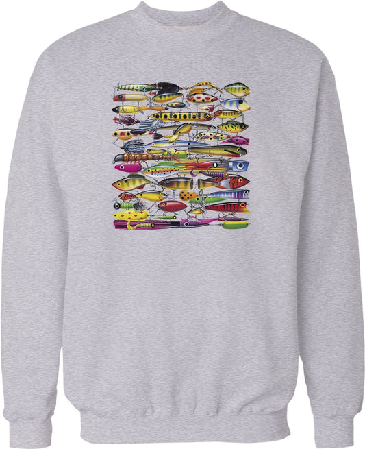 Fishing Lures Sweatshirt - Colorful Crew Neck Hoodie With Pouch Pocket