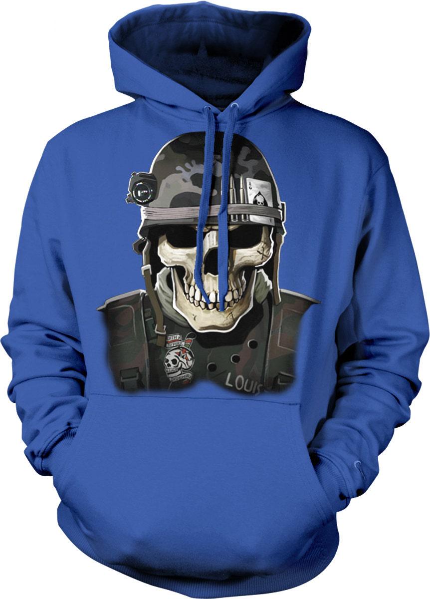 Military Skull Hoodie - Ace of Spades Sweatshirt | Veteran Gift & Durable Cotton Blend