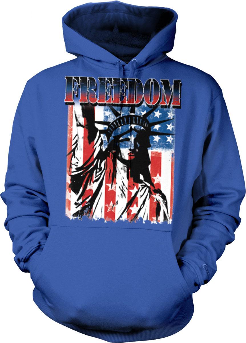 USA Hooded Sweatshirt - Patriotic Hoodie With Statue Of Liberty Design | Cotton Blend Comfort