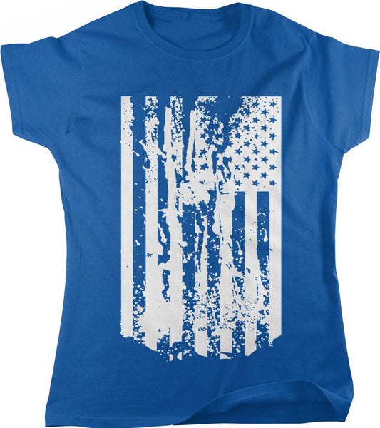 Distressed US Flag Shirt - Women's Patriotic Tee | Made in USA Apparel, Cotton Comfort
