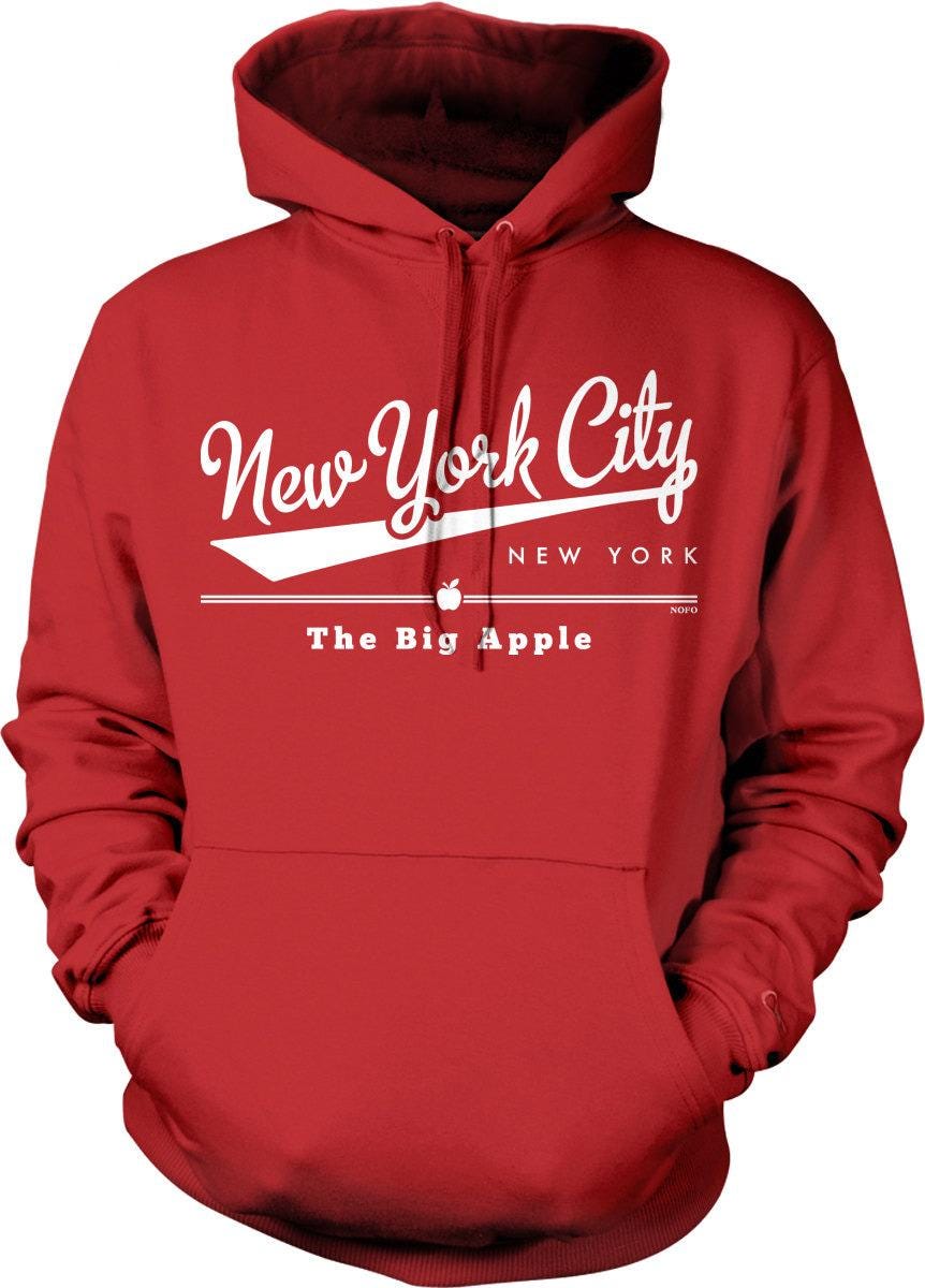 Big Apple Hoodie - NYC City Sweatshirt With Cotton Blend Fabric & Pouch Pocket