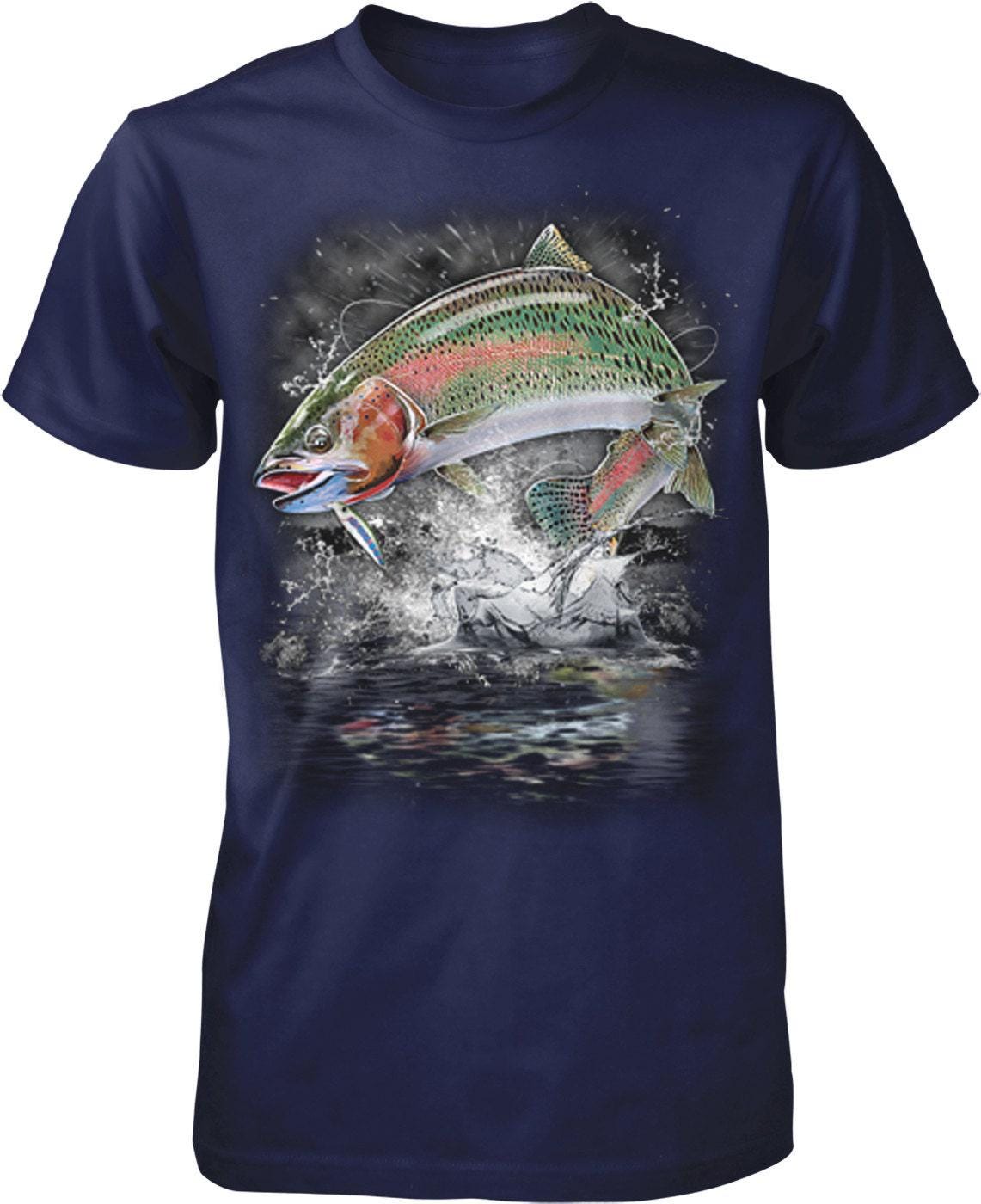 Men's Cotton Fishing Tee - Rainbow Trout Fly Fishing Shirt | Pre-Shrunk Cotton