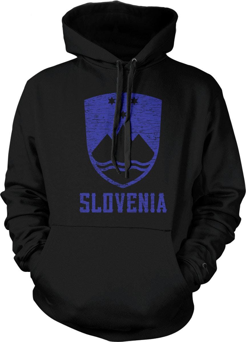 Slovenia Coat Of Arms Hoodie - Mount Triglav Sweatshirt With Golden Stars Design