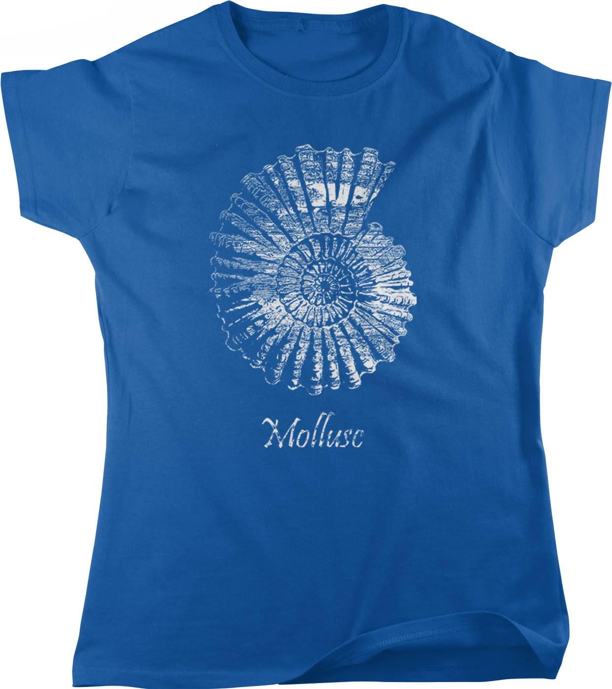 Mollusc Print T-Shirt – Women's Casual Tee With Shimmery Finish & Pre Shrunk Cotton