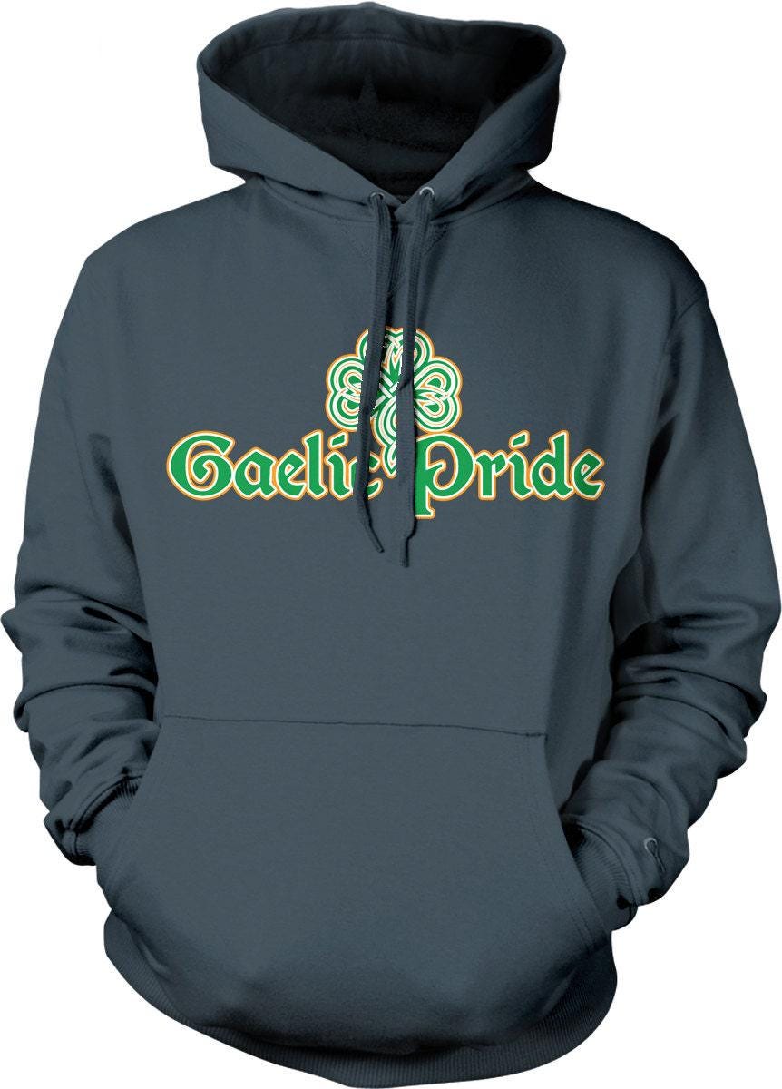Gaelic Shamrock Sweatshirt – Lucky Shamrock Hoodie With Pouch Pocket & Soft Cotton Blend