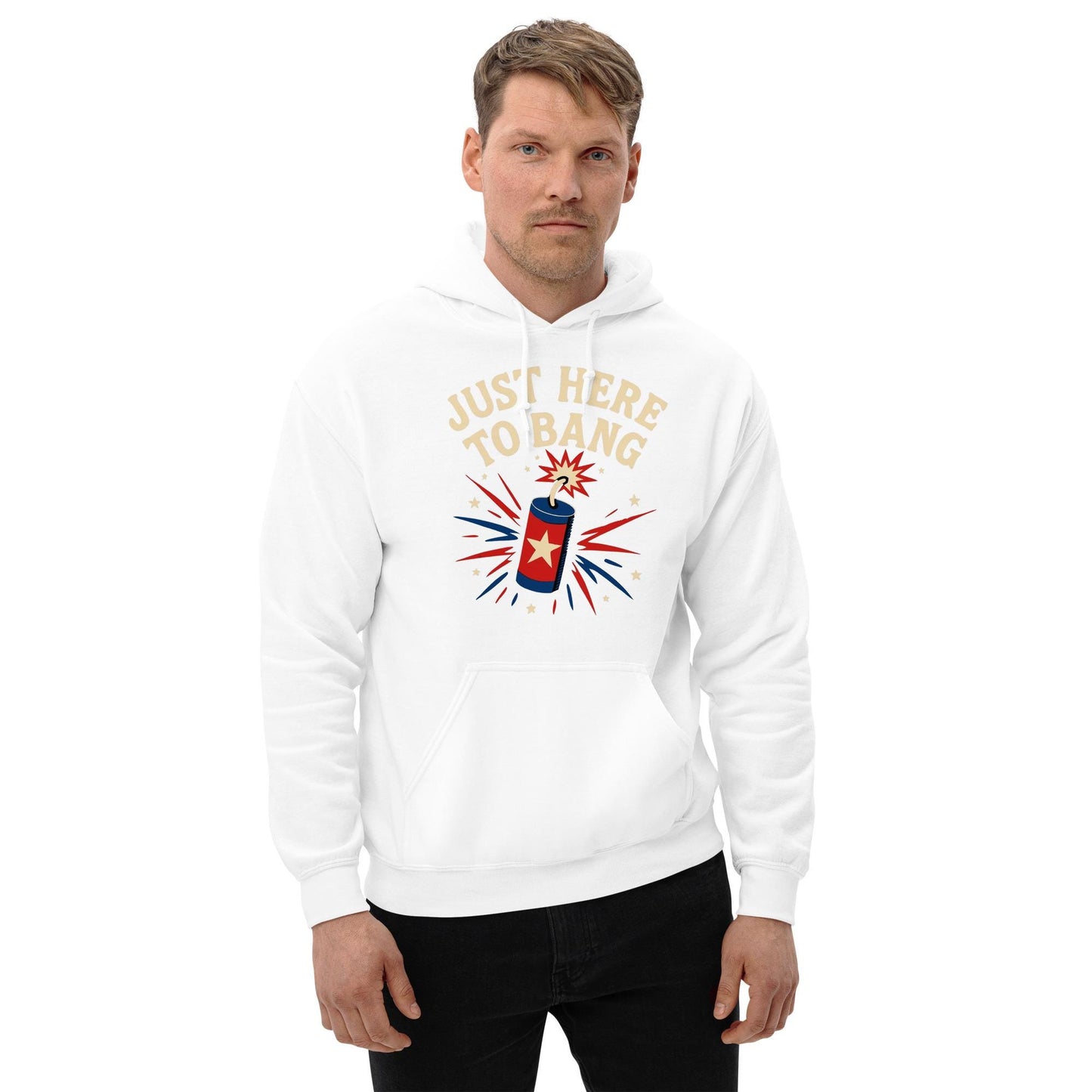 jut here to bang july 4th bbq gear Unisex Hoodie