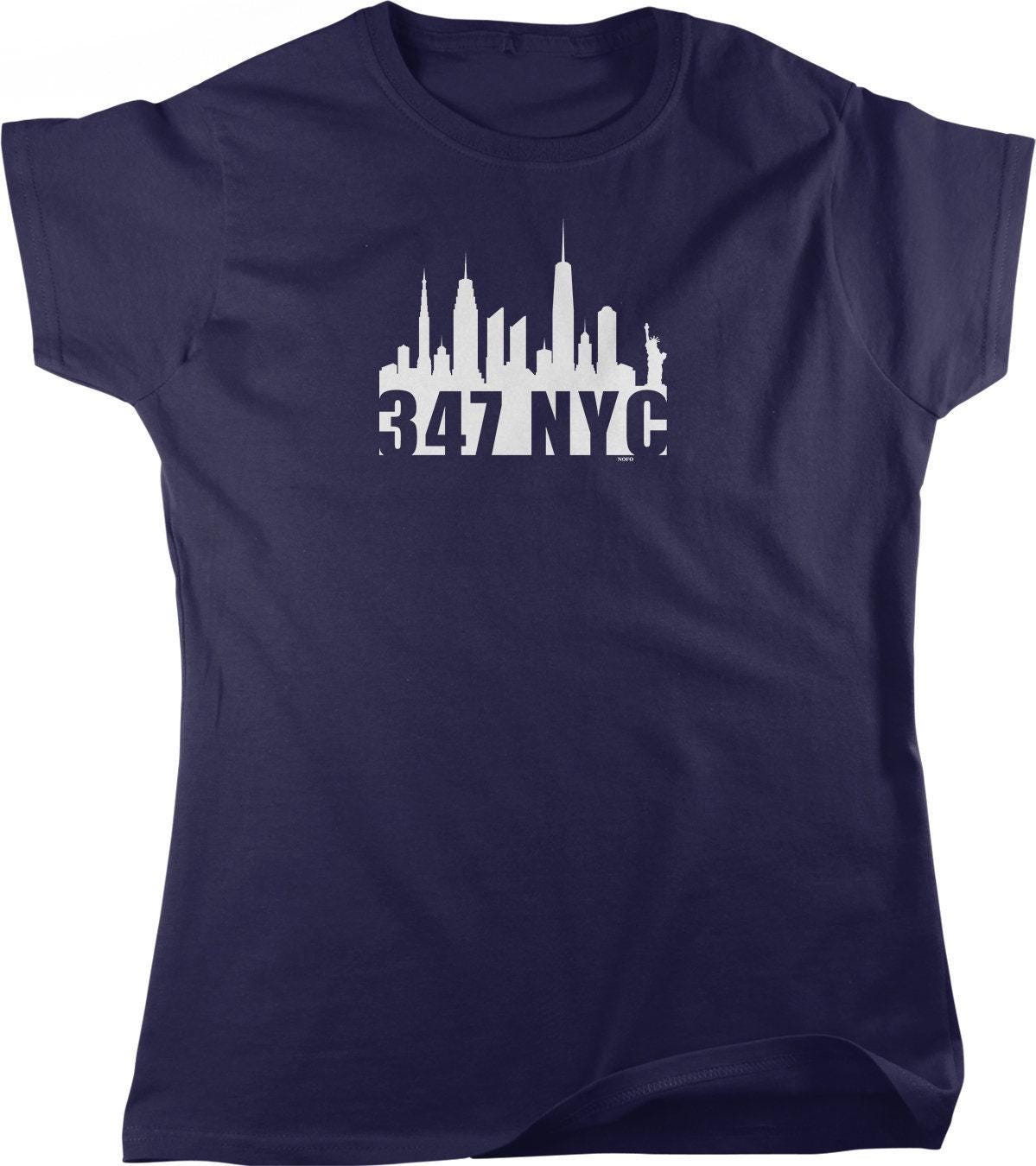 347 NYC Skyline Shirt – Women's Cotton Tee With Full Cut Design & Rib Knit Collar