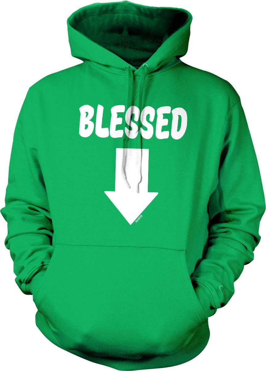 A bright green hoodie with the word "BELIED" printed on it, along with a white downward-pointing arrow.
