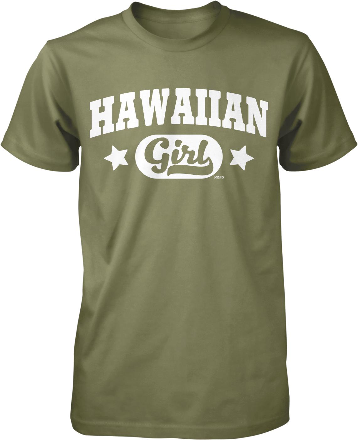 A green t-shirt with the text "HAWAIIAN Girl" printed on it.