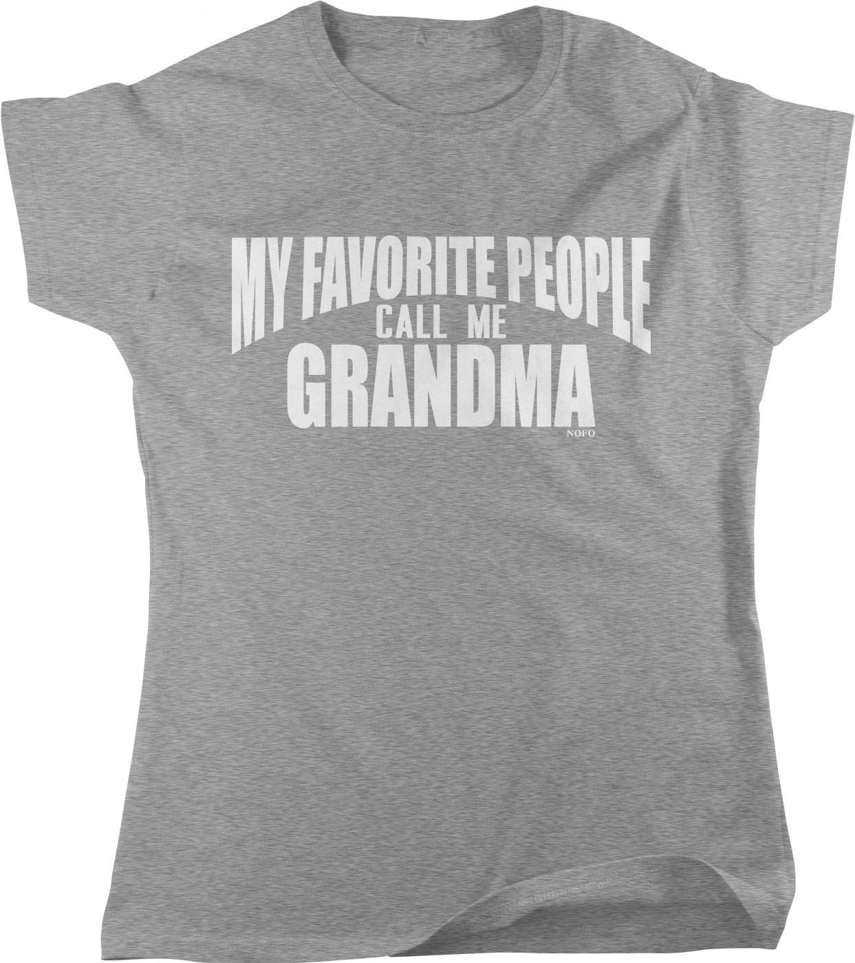 A gray t-shirt with the text "MY FAVORITE PEOPLE CALL ME GRANDMA" printed on it.