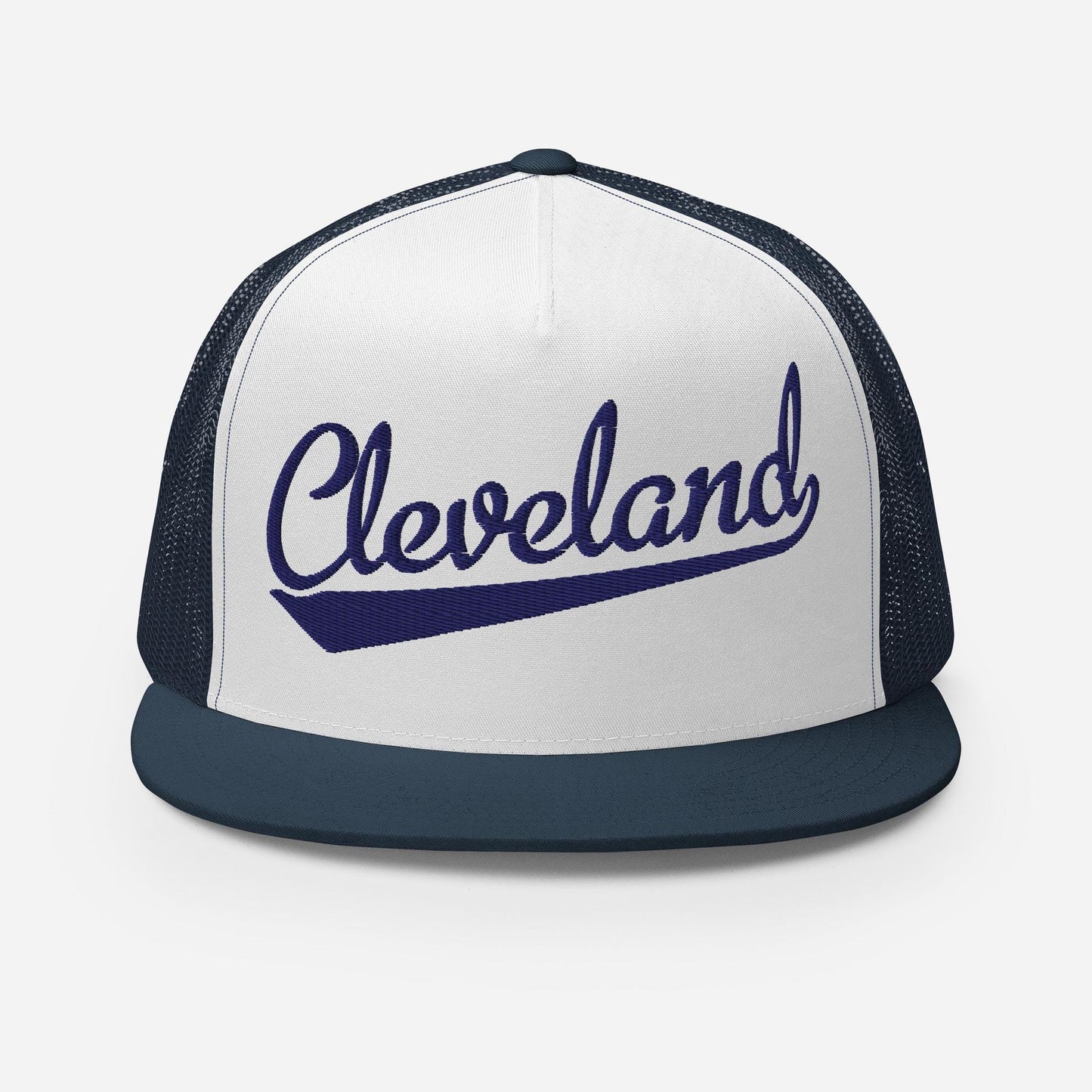 Cleveland Snapback Hat - Adjustable Flat Bill Five Panel Trucker Cap