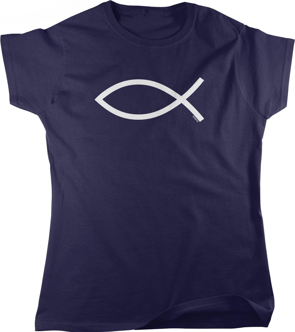 Jesus Fish T-Shirt - Women's Faith Tee With Elegant Christian Symbol Design