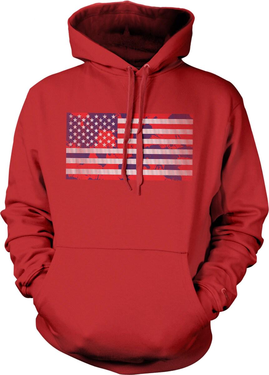 USA Flag Hoodie – Patriotic Sweatshirt With Pouch Pocket | Made In USA Apparel