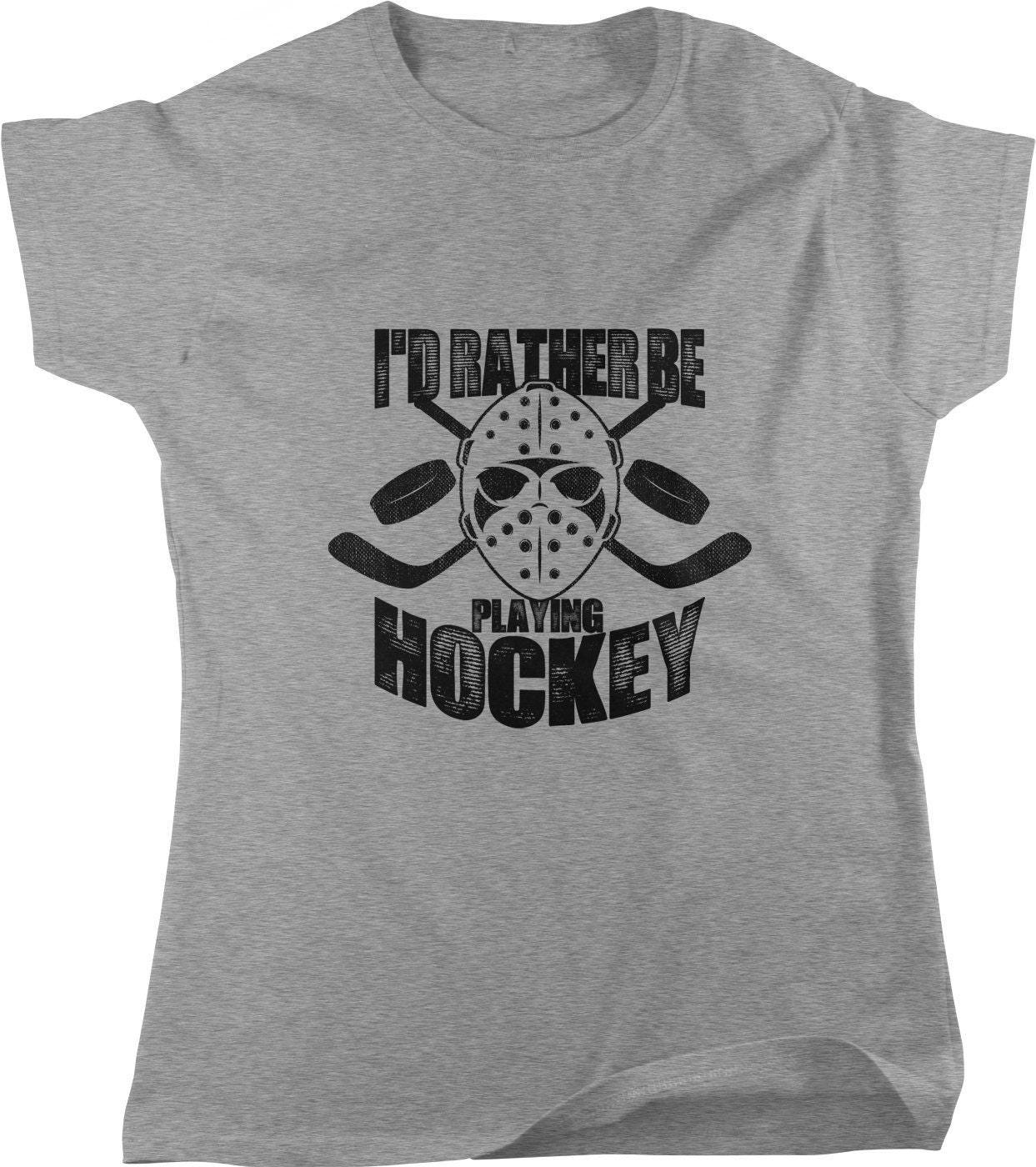 Women's Hockey T-Shirt – Comfortable Light Gray Cotton Full Cut Tee