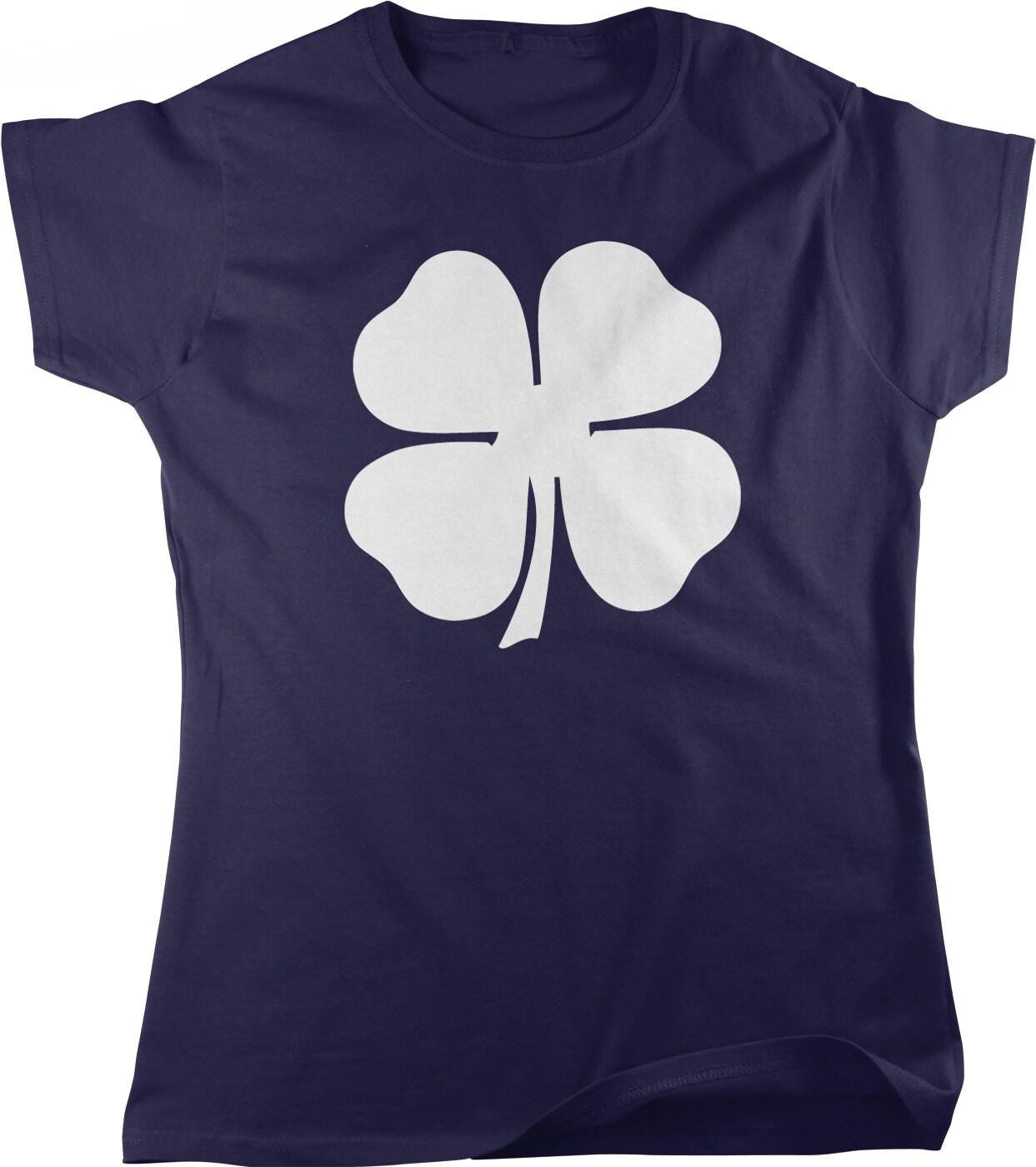 St Patricks Day T-Shirt - White Four Leaf Clover Shirt | Irish Heritage Tee