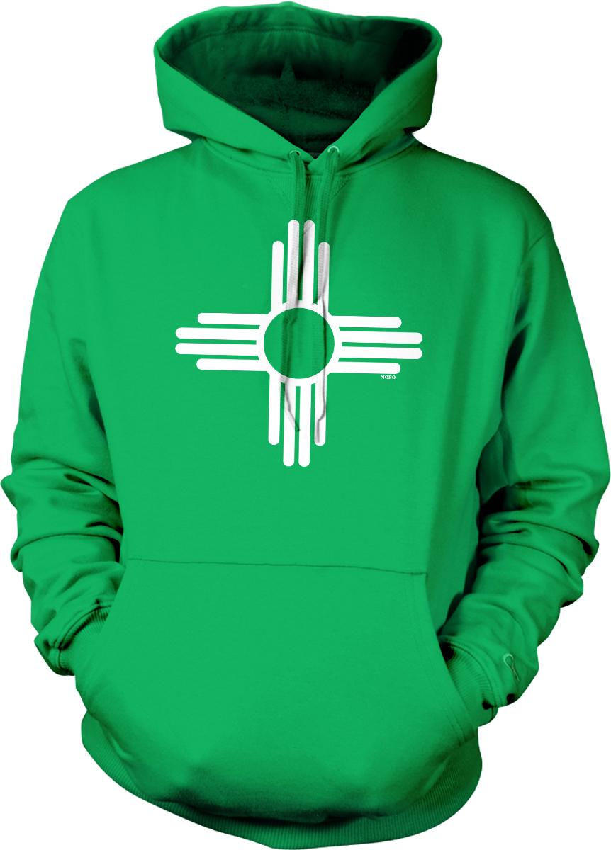 A bright green hoodie with a white graphic design on the front.