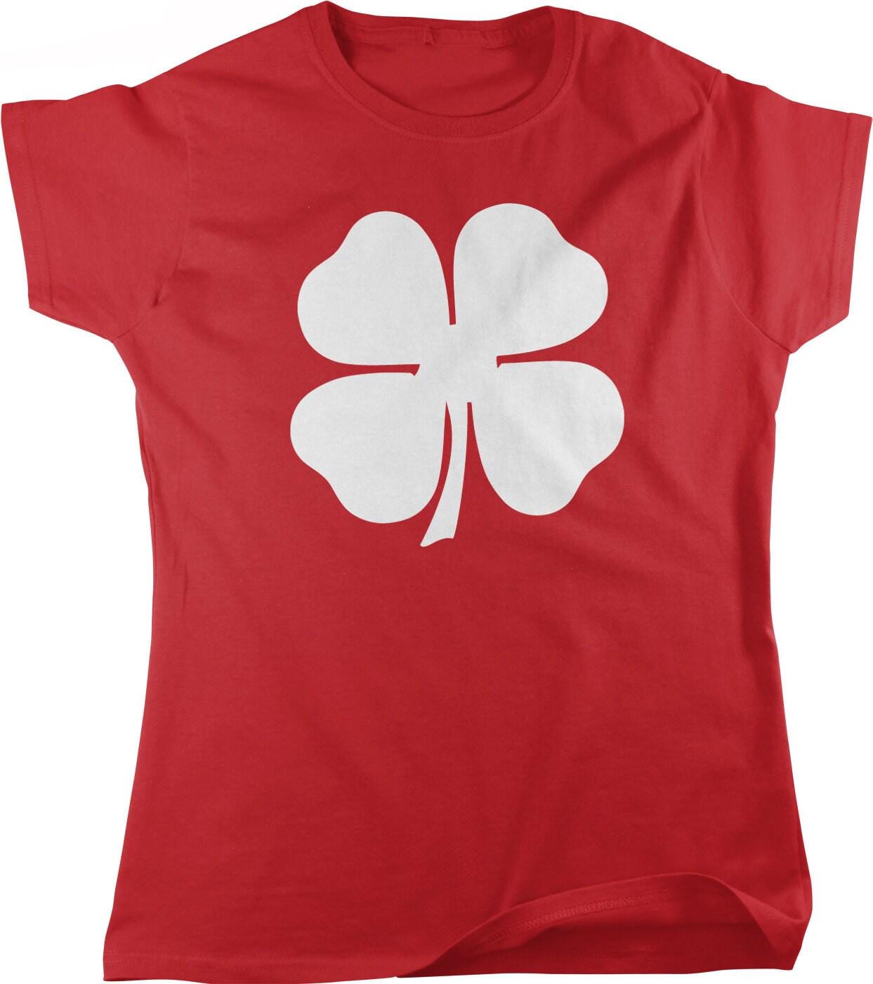 St Patricks Day T-Shirt - White Four Leaf Clover Shirt | Irish Heritage Tee