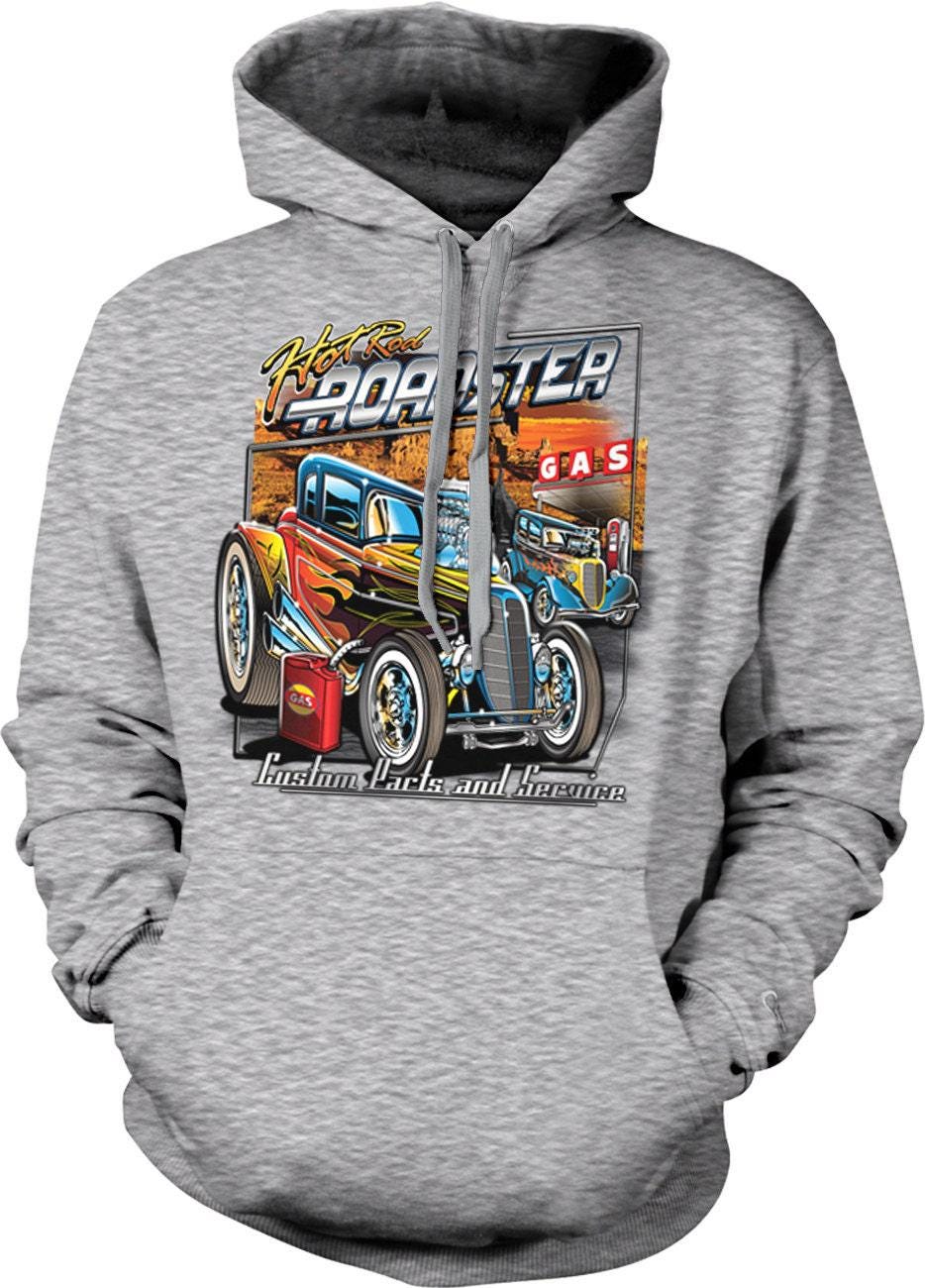 Hot Rod Roadster Hoodie – Custom Parts Hoodie With Pouch Pocket & Durable Fabric