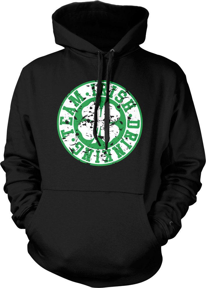 Irish Beer Hoodie - Soft Cotton Blend Sweatshirt With Celtic Shamrock & Four Leaf Clover