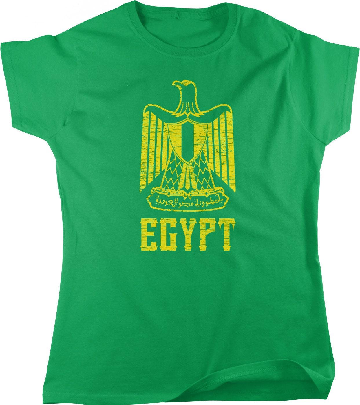 Egyptian Eagle T-Shirt - Women's Graphic Tee with Golden Saladin Emblem, Pre-Shrunk Cotton