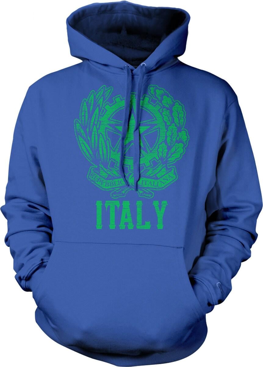 Italy Coat Of Arms Hoodie – White Star Emblem, Olive Branch Design Sweatshirt