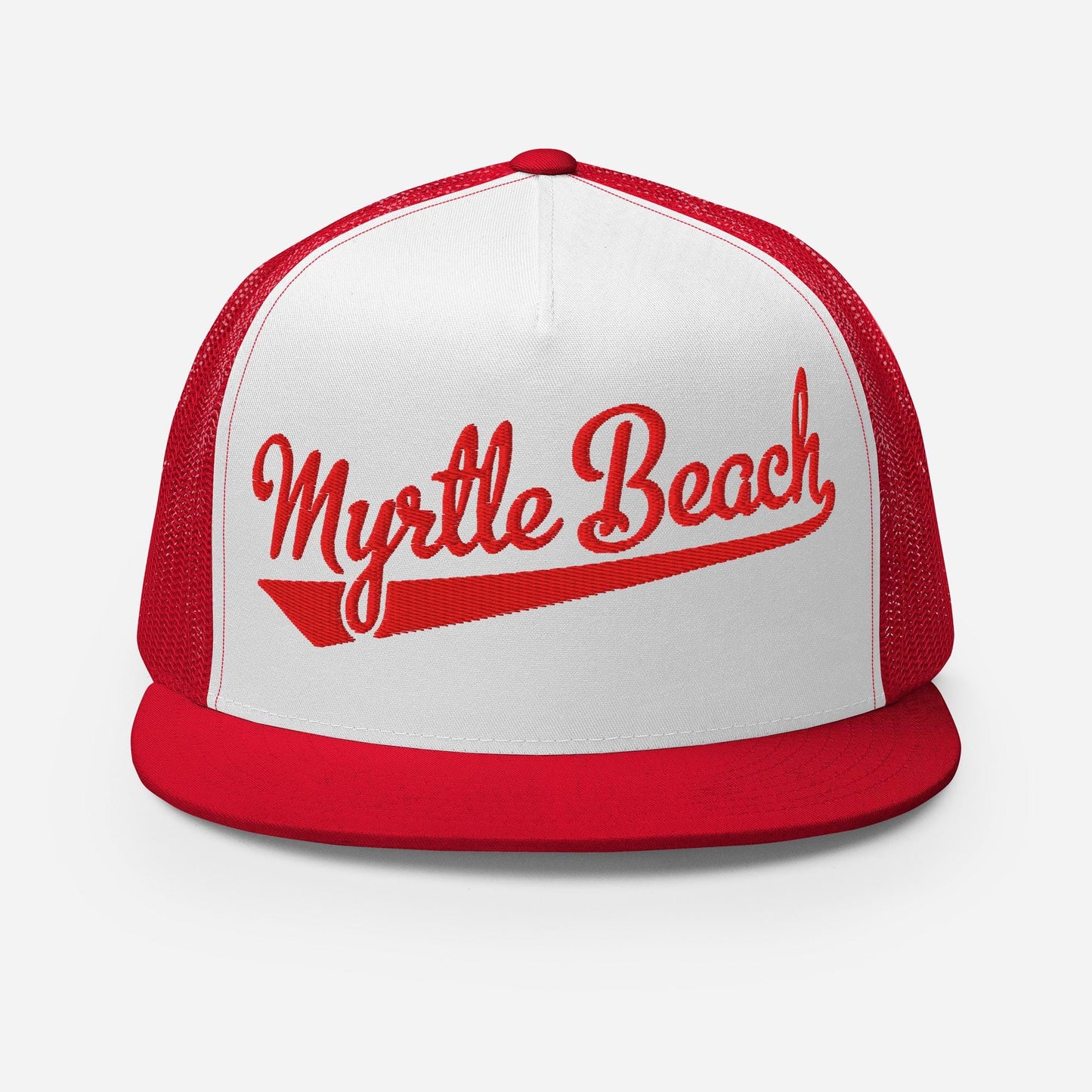 Myrtle Beach Snapback Trucker Hat - Five Panel Flat Bill Mesh Back Cap for Casual Outings