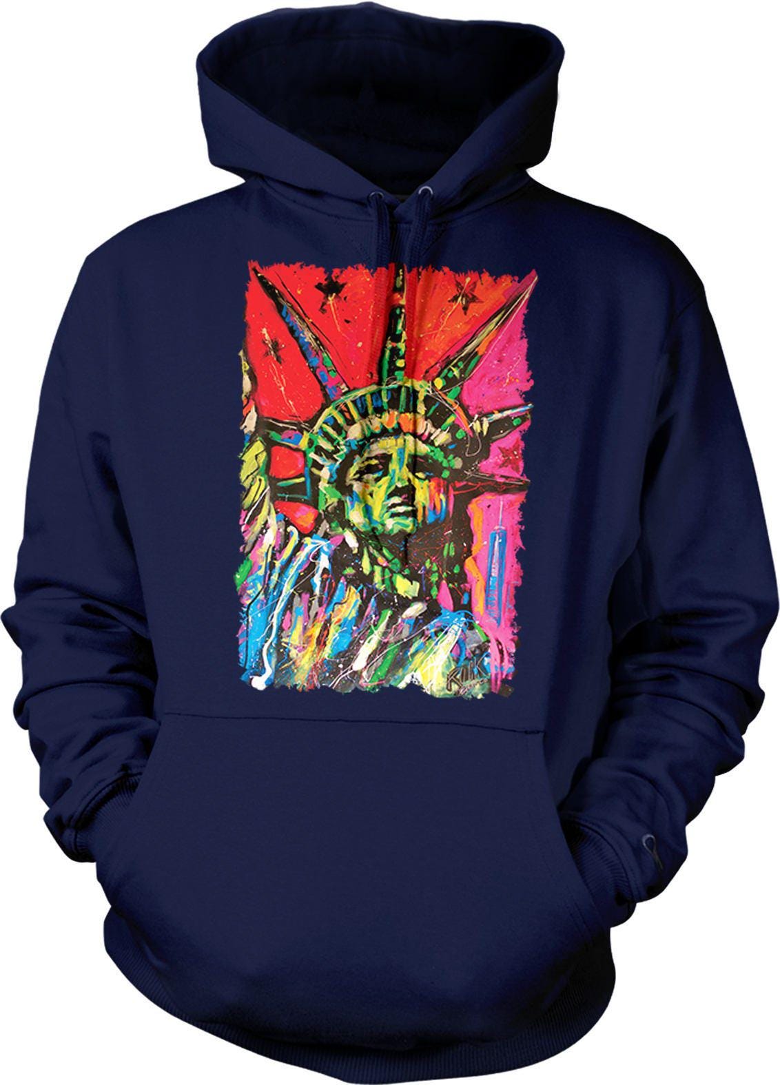 Statue of Liberty Sweatshirt – Comfortable Cotton Blend Hoodie with Double-Ply Hood