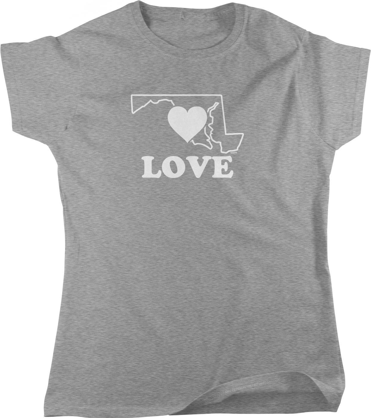 A gray t-shirt with a graphic design featuring a heart and the word "LOVE" printed on it.