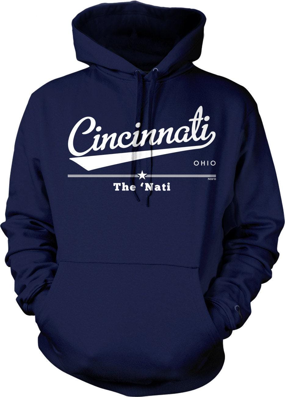 The Nati Hoodie – Cincinnati Ohio Sweatshirt With Double Needle Seam & Pouch Pocket