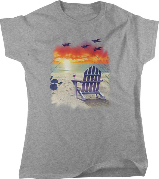 Women's Beach T-Shirt - Coastal Wear Pelican Graphic Tee | Soft Breathable Cotton
