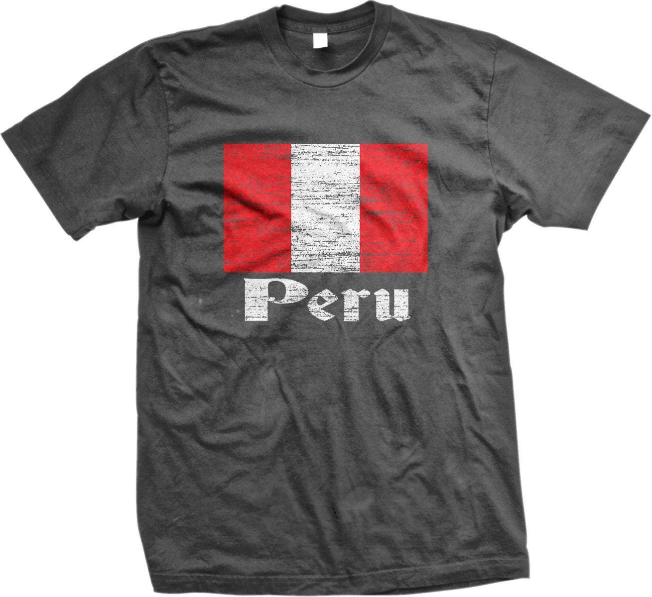Peru Soccer T-Shirt - Men's Cotton Shirt With Flag Design & Durable Pre-Shrunk Fabric