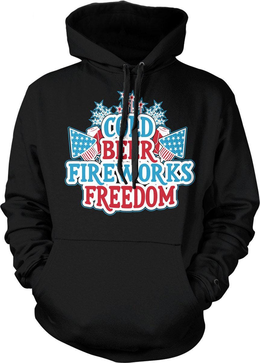 USA Hooded Sweatshirt - Patriotic July 4th Hoodie With Fireworks & Freedom
