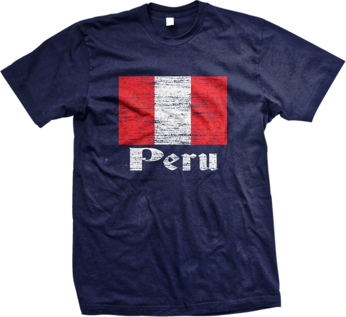 Peru Soccer T-Shirt - Men's Cotton Shirt With Flag Design & Durable Pre-Shrunk Fabric
