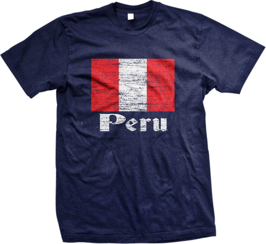 Peru Soccer T-Shirt - Men's Cotton Shirt With Flag Design & Durable Pre-Shrunk Fabric
