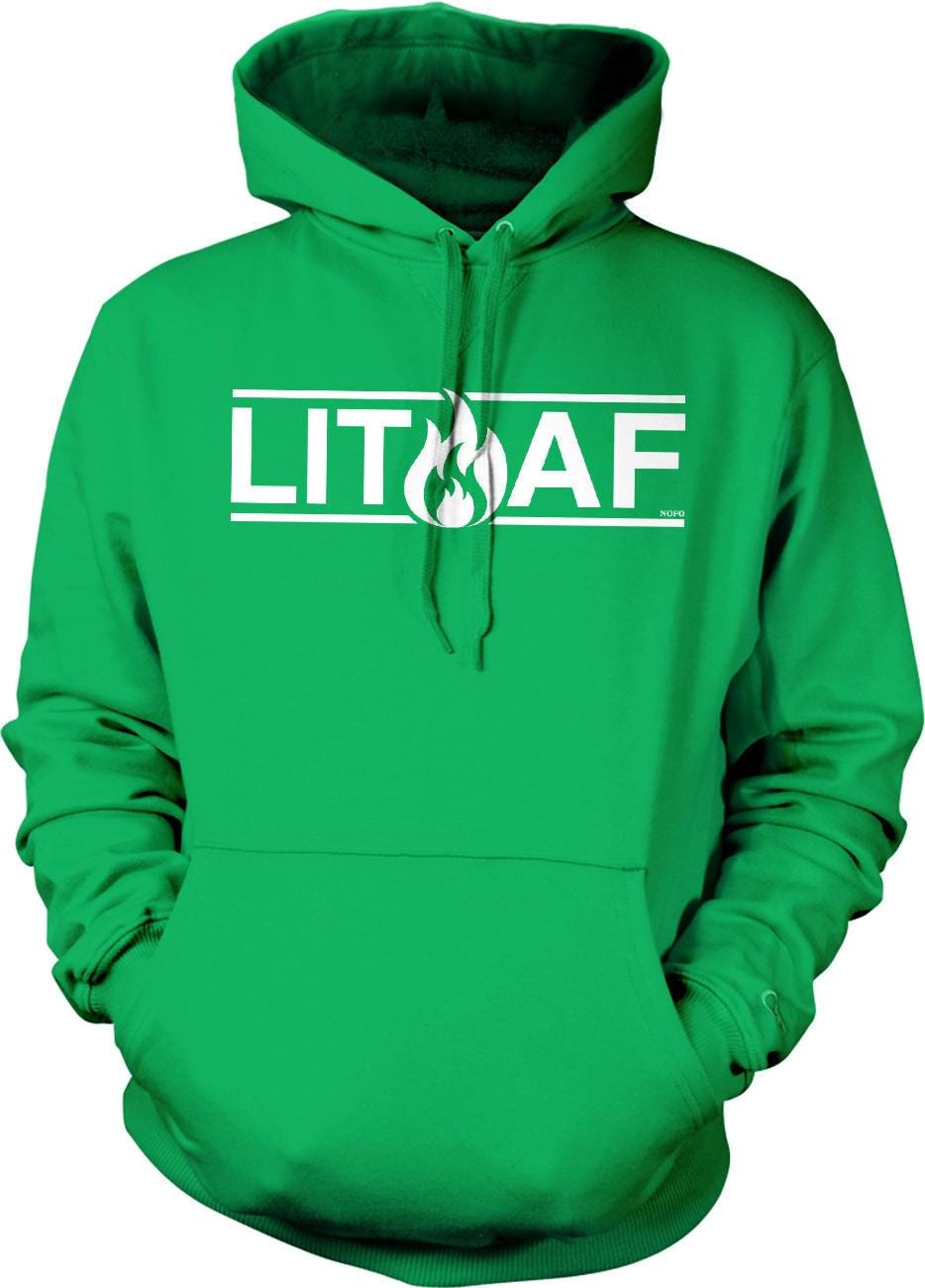 Cozy Cotton Sweatshirt - Double Ply LIT AF Hood, Pouch Pocket & Durable Seams