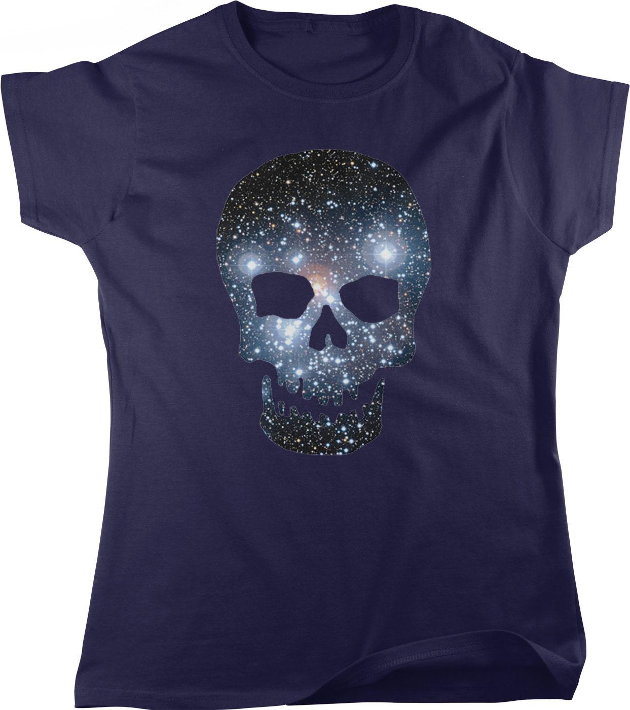 Galaxy Skull T-Shirt – Women's Space Tee with Skull Graphic & Soft Cotton