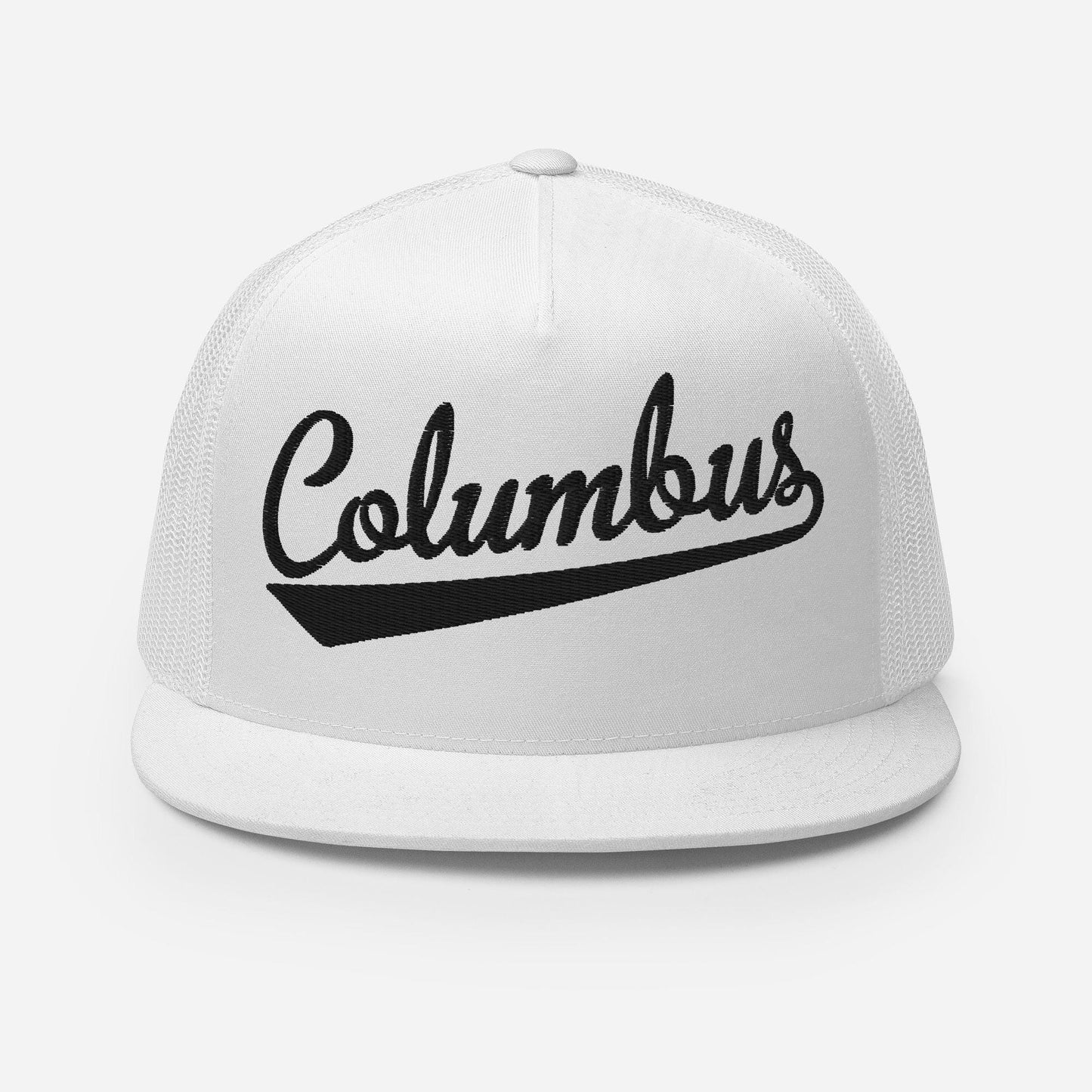 Snapback Trucker Hat - Columbus Script Baseball Cap With Flat Bill Design