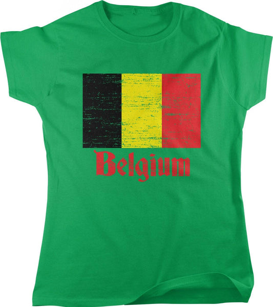 Belgian Flag Tee - Women's Soccer Shirt | Red Devils Apparel Cotton Fan Tee