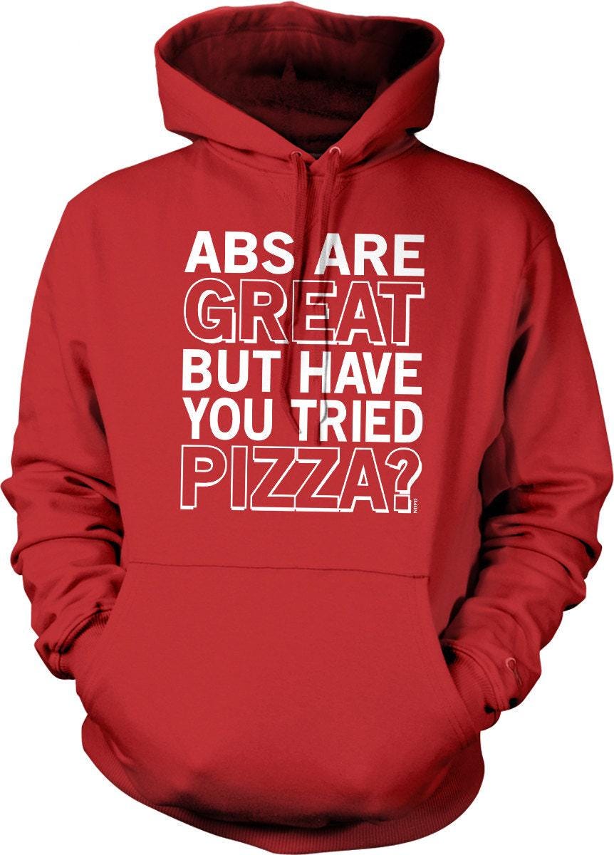 Pizza Hooded Sweatshirt – Funny Pizza Hoodie With Pouch Pocket & Double Ply Hood Design