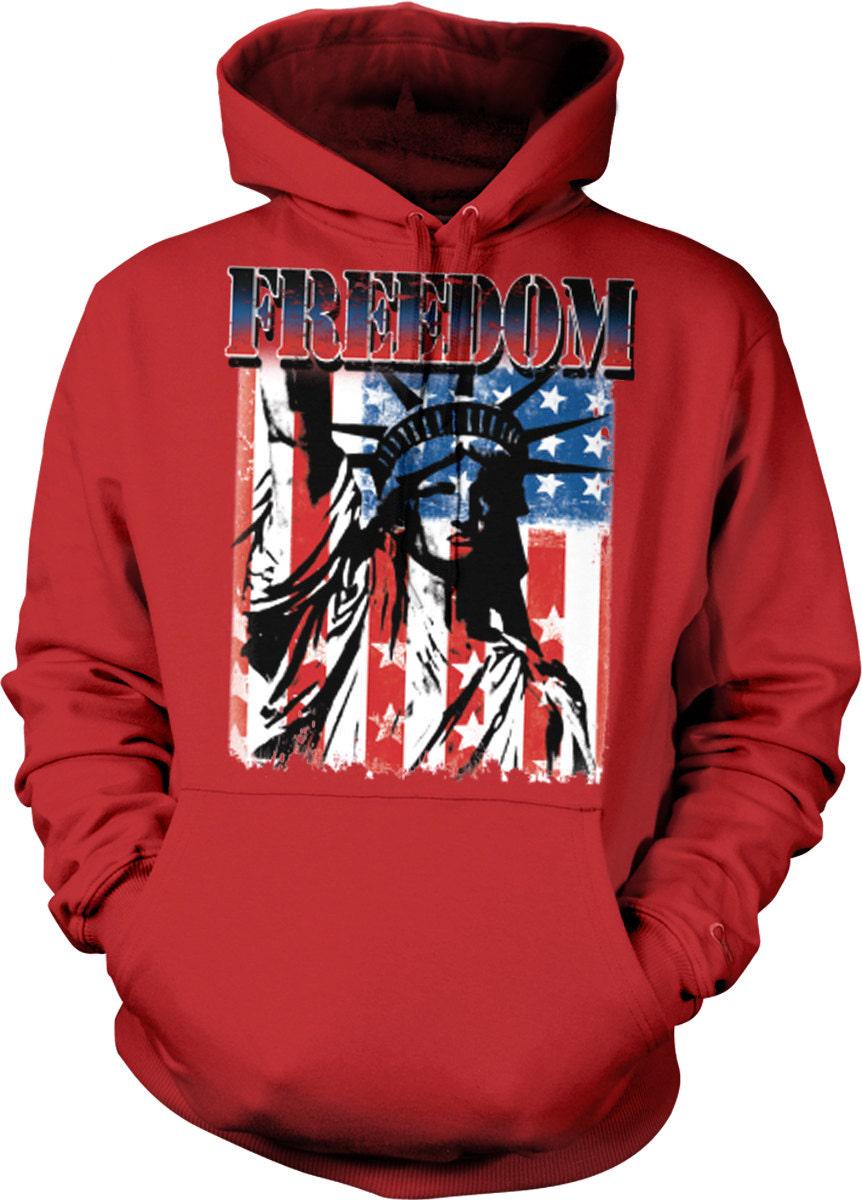 USA Hooded Sweatshirt - Patriotic Hoodie With Statue Of Liberty Design | Cotton Blend Comfort