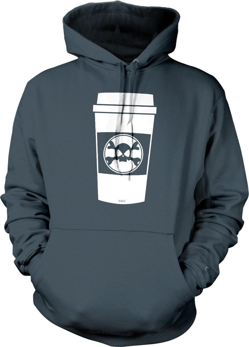 Skull Coffee Hoodie - Cozy Fall Sweatshirt with Pouch Pocket & Double Ply Hooded Design