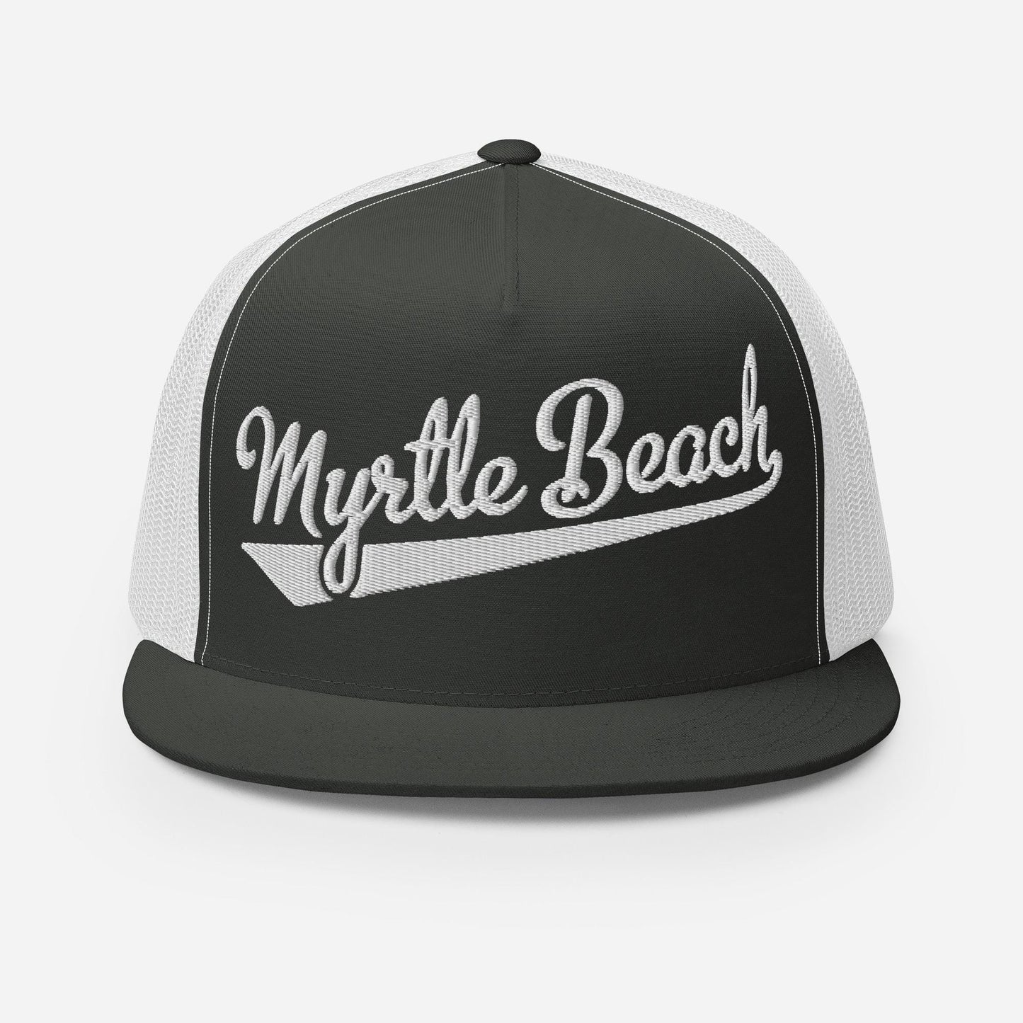 Myrtle Beach Snapback Trucker Hat - Five Panel Flat Bill Mesh Back Cap for Casual Outings