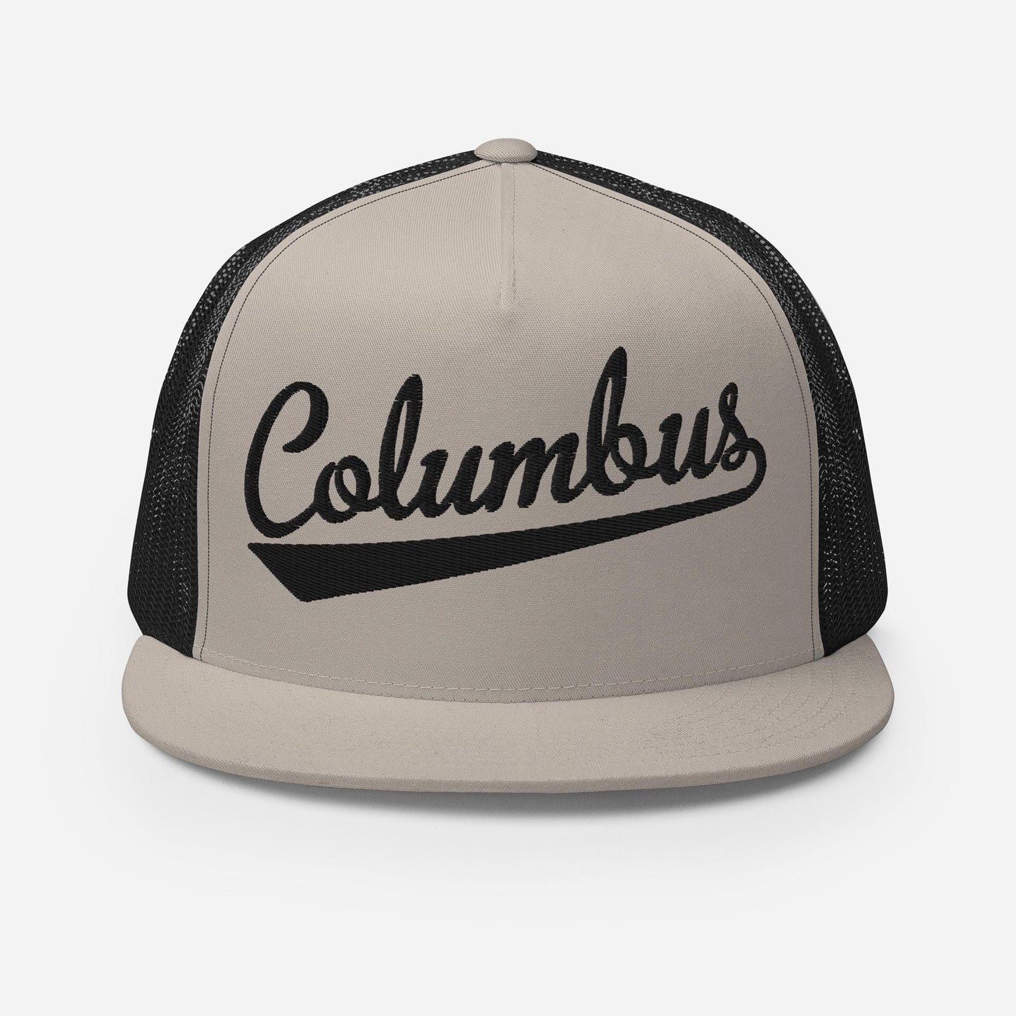 Snapback Trucker Hat - Columbus Script Baseball Cap With Flat Bill Design