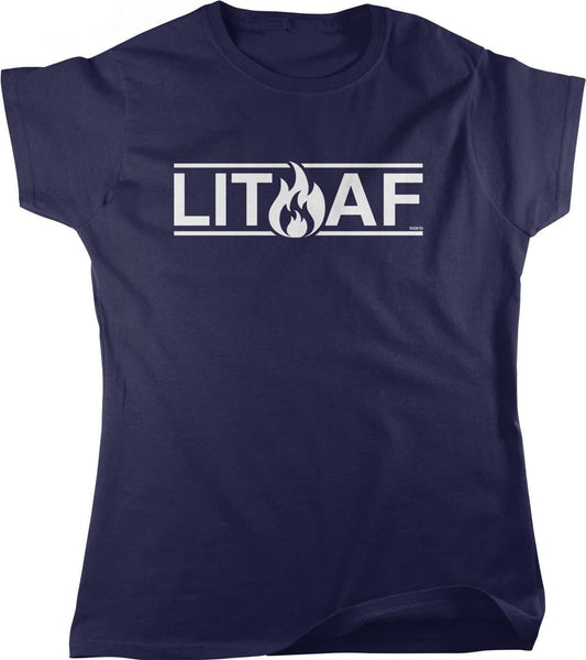 Women's Cotton T-Shirt – Casual Cotton LIT AF Tee With Bold Graphic | Full Cut Fit