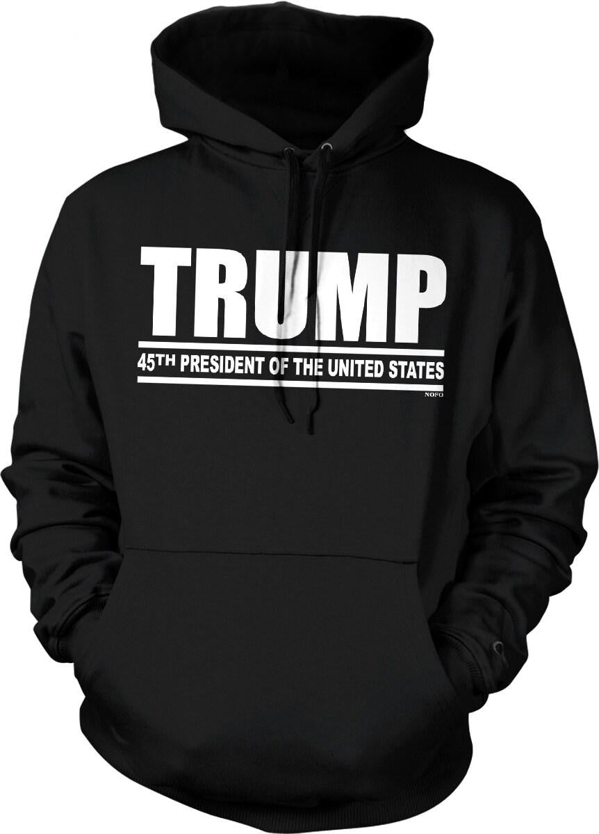 Trump Hooded Sweatshirt – United States Hoodie With Double-Ply Hood & Pouch Pocket