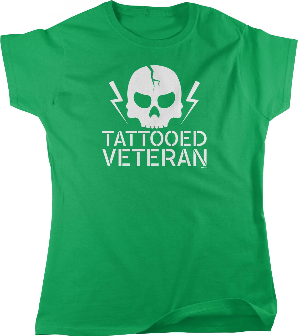 Tattooed Veteran T-Shirt – Support Our Troops Shirt | Patriotic Women's Tee, Full Cut Fit