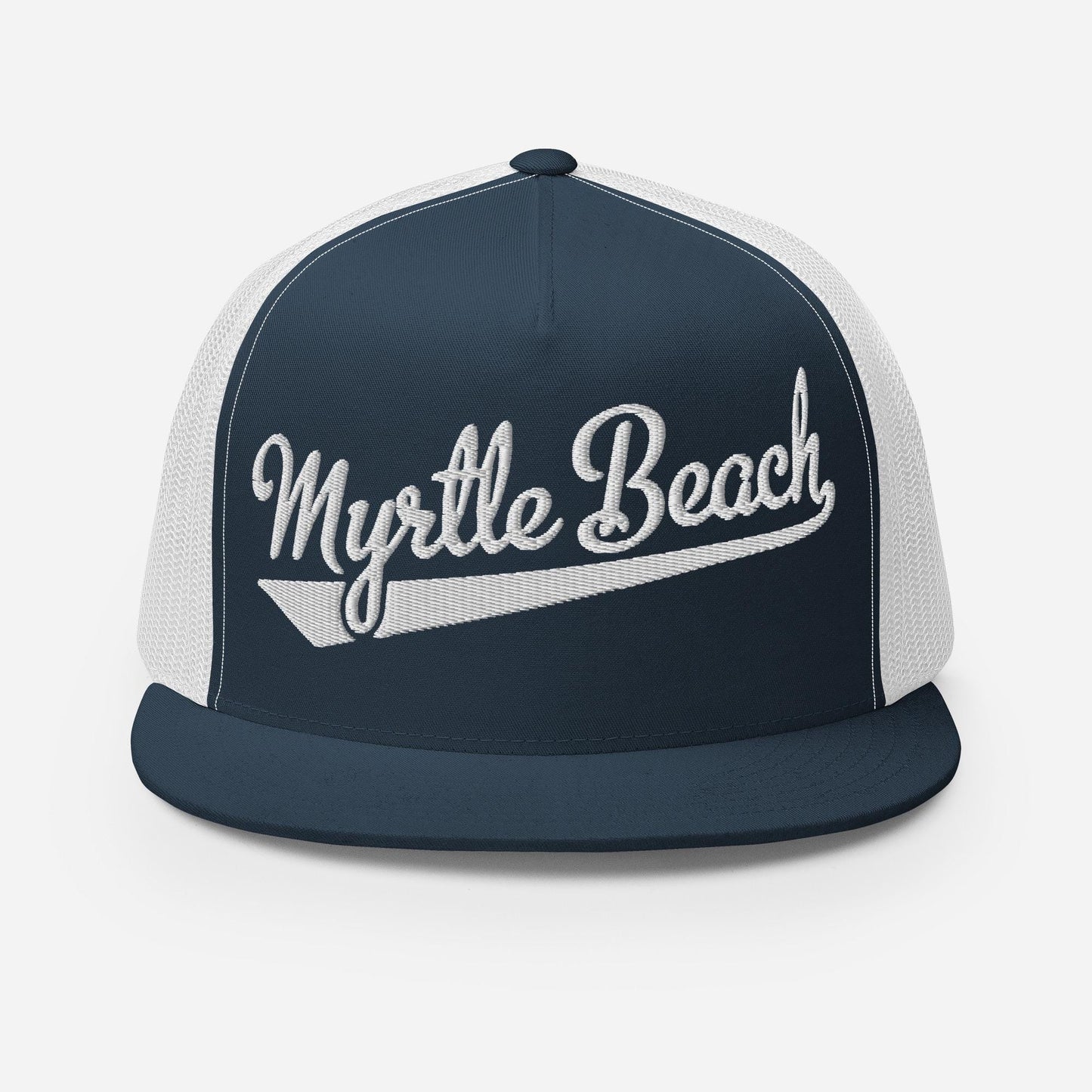 Myrtle Beach Snapback Trucker Hat - Five Panel Flat Bill Mesh Back Cap for Casual Outings