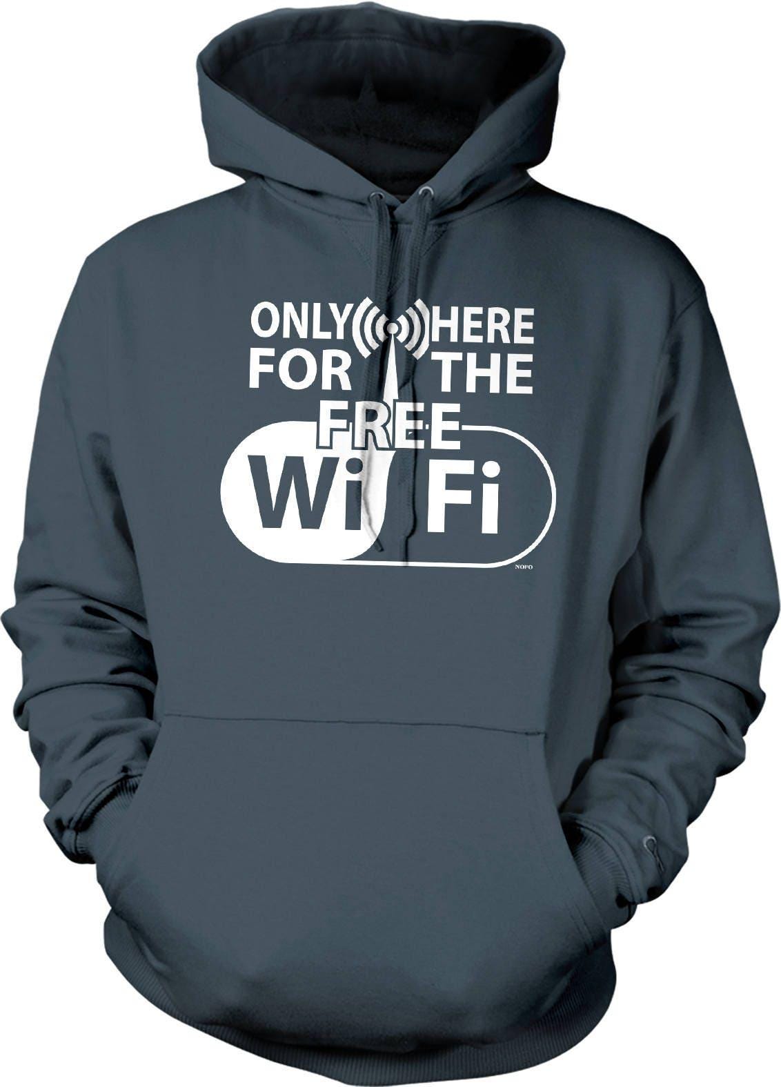 Free Wifi Hoodie - Comfortable Hooded Sweatshirt With Double Ply Hood & Pouch Pocket