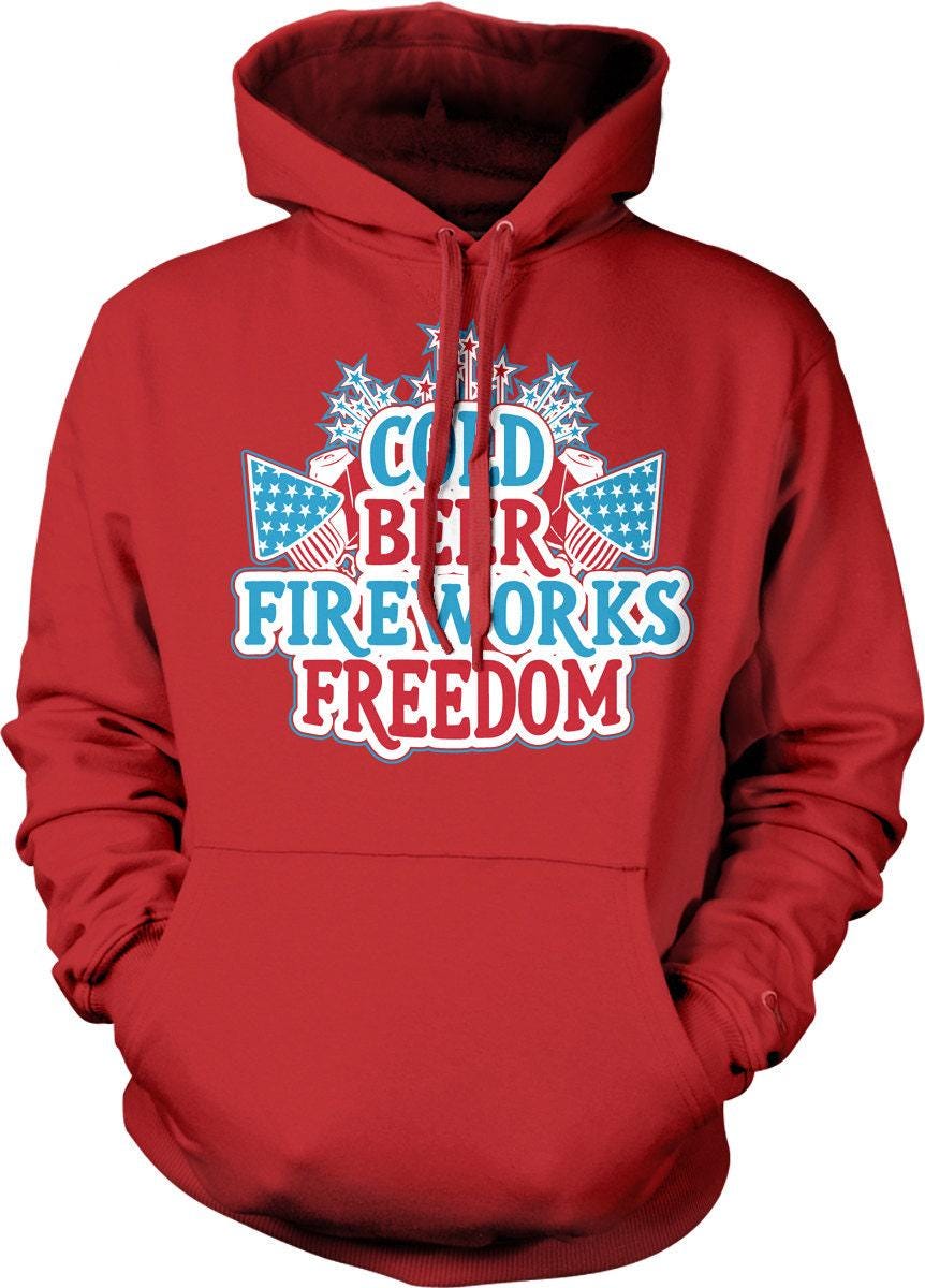 USA Hooded Sweatshirt - Patriotic July 4th Hoodie With Fireworks & Freedom